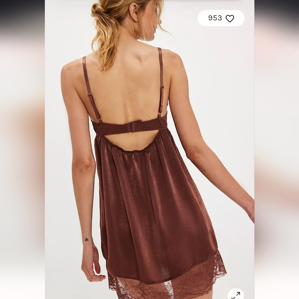 NWT Free People Women's Lace Trim Slip Dress Blue Size M - Picture 3 of 10